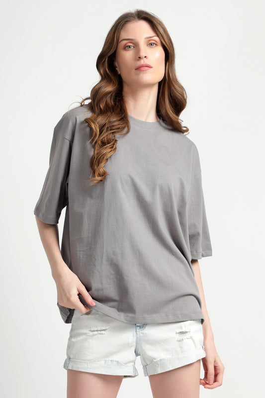 Gray Heavyweight Oversized Women T-Shirt