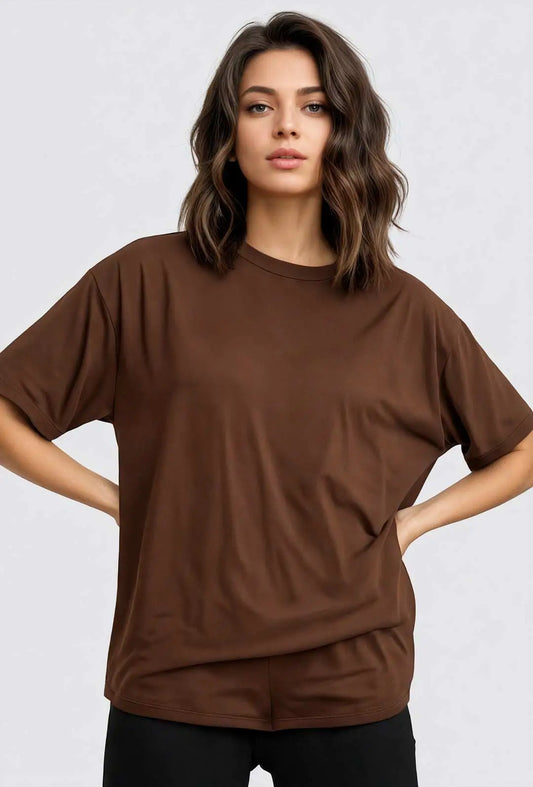 Brown Heavyweight Oversized Women T-Shirt